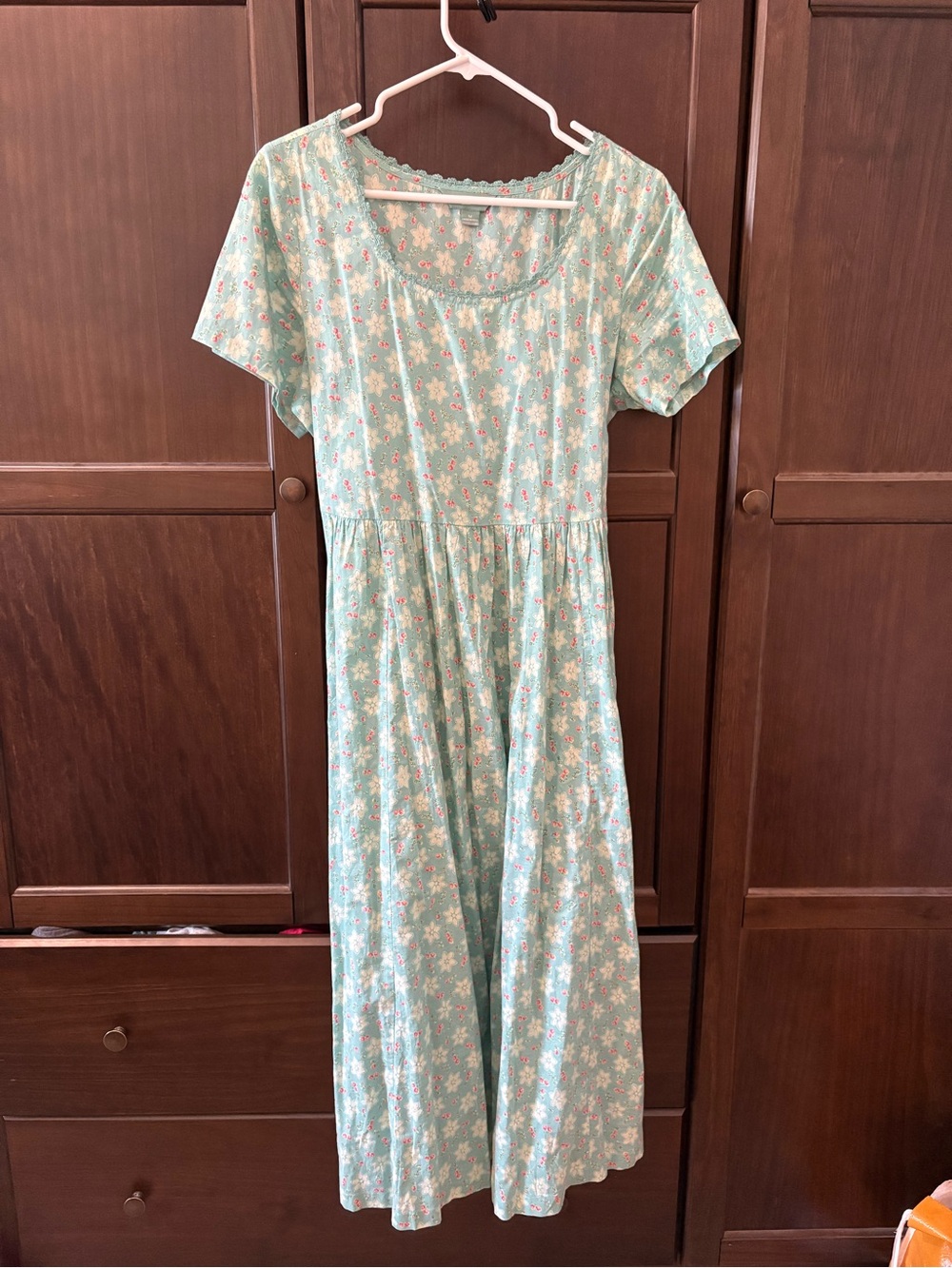 Coastal Flower print Green Short-Sleeve Midi/Maxi Dress
